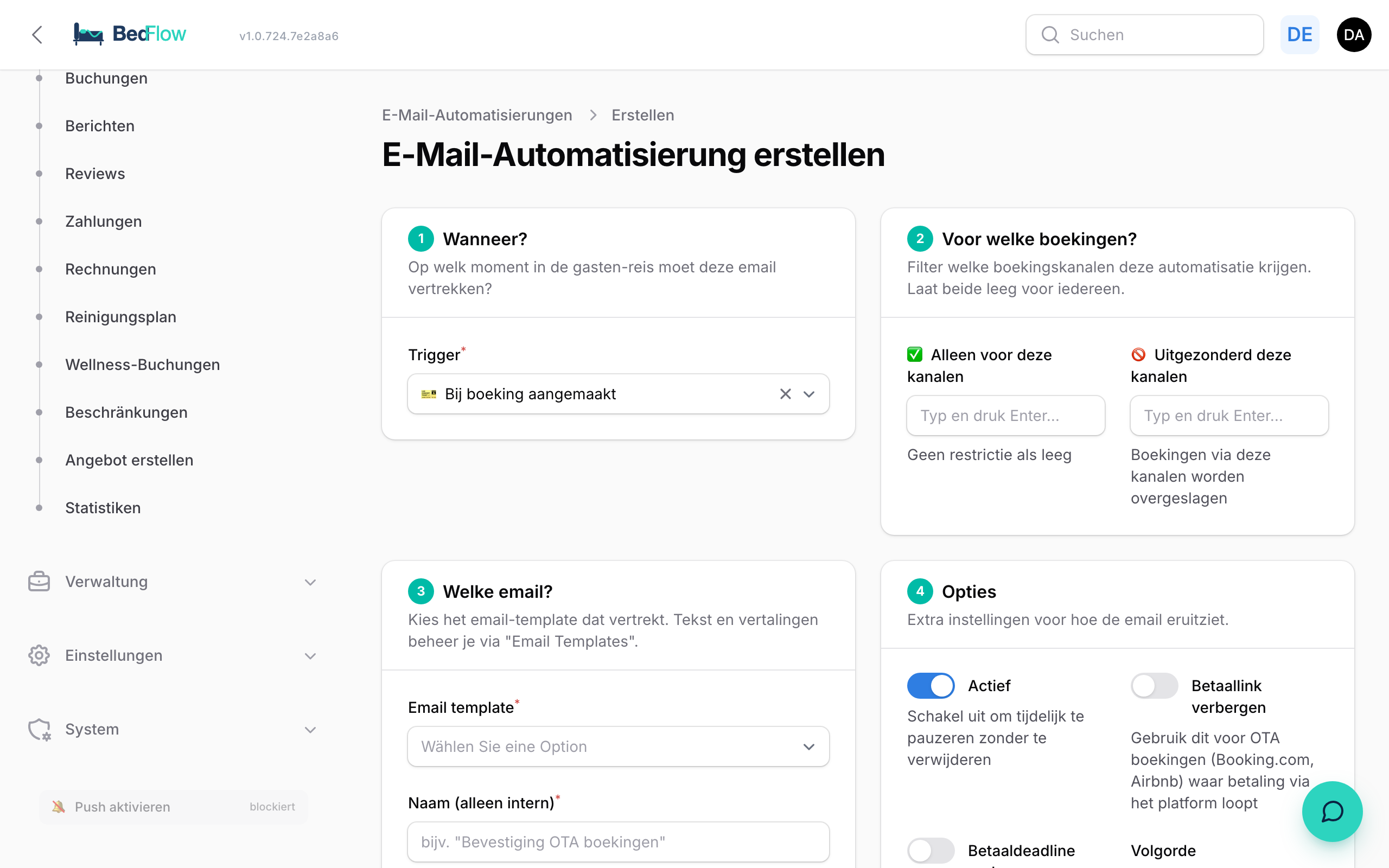 Eine neue Automatisierung anlegen — Trigger, Zielgruppe, Vorlage