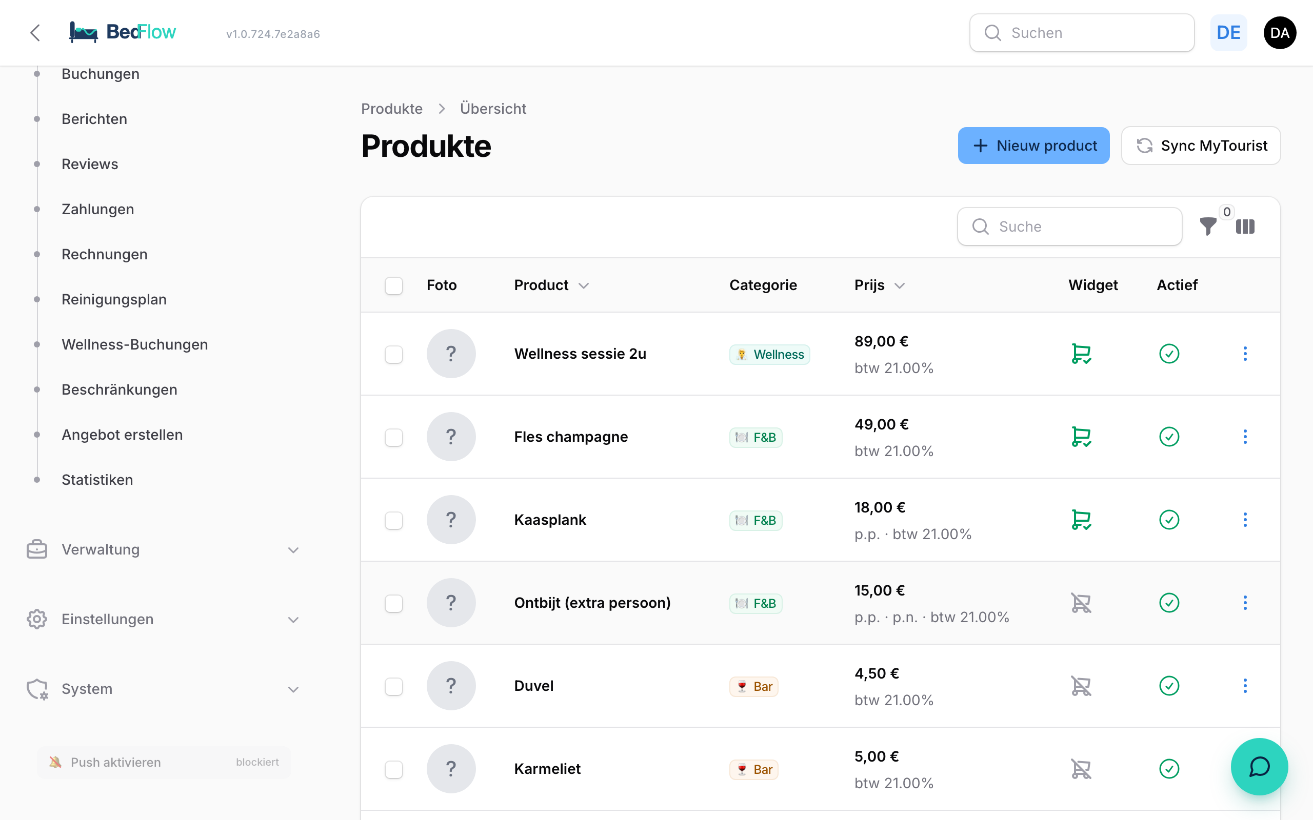 Produkte & Extras verwalten