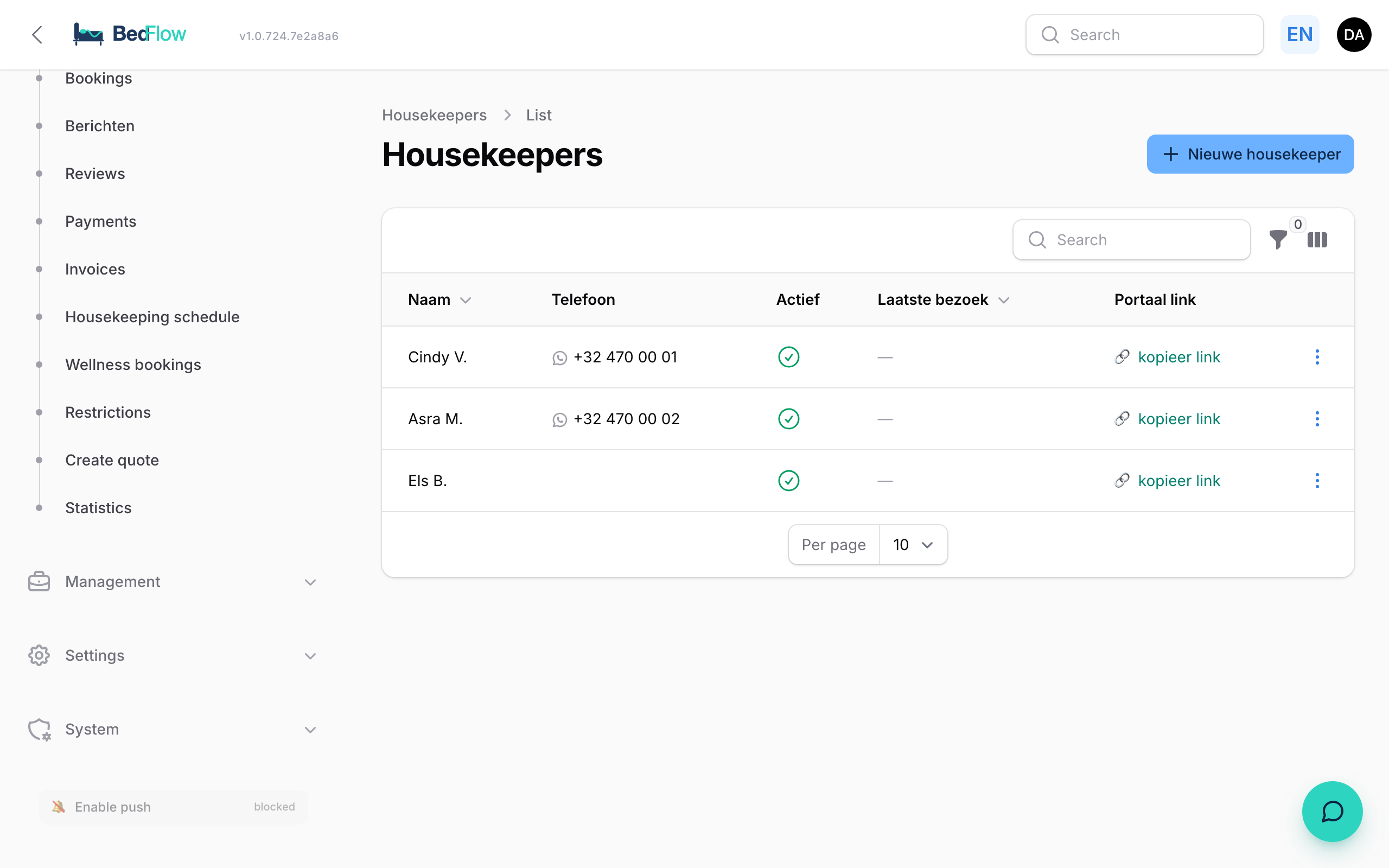 Housekeeping module — activating
