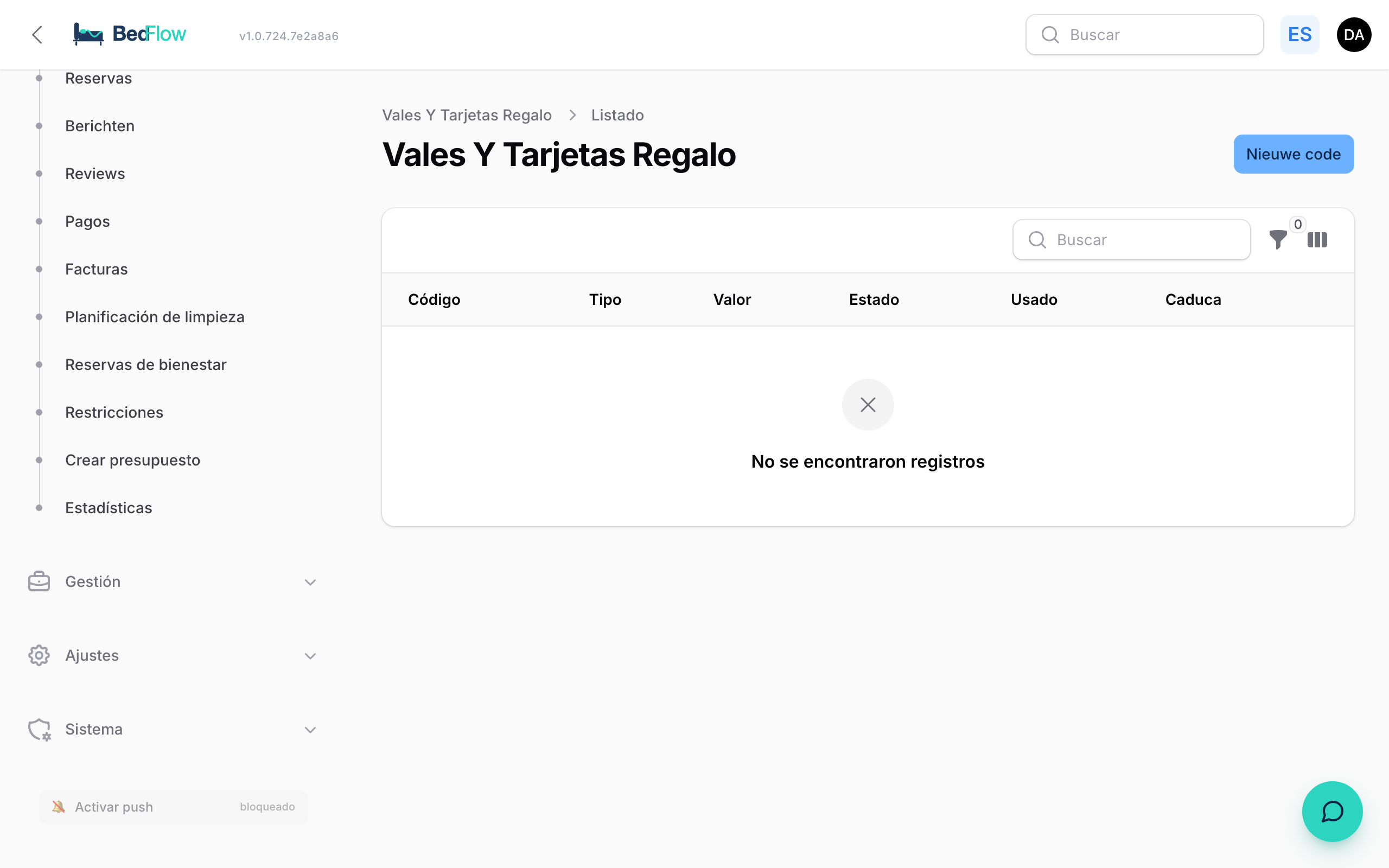 Vales regalo — vender y canjear