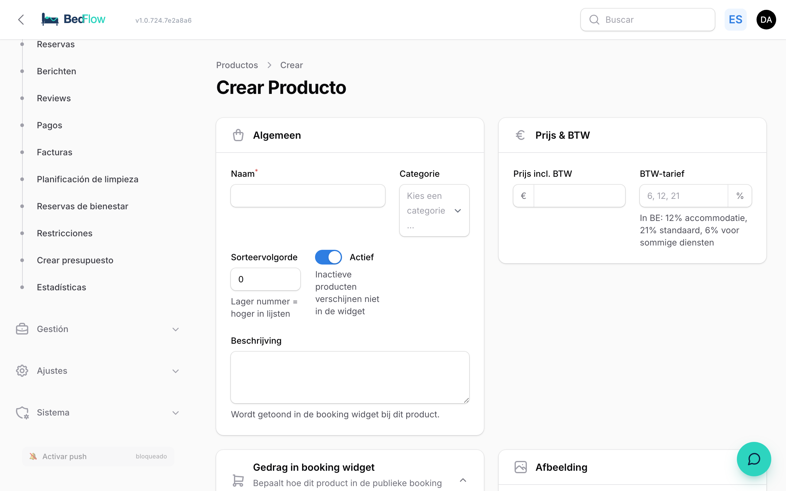 Crear nuevo producto — formulario