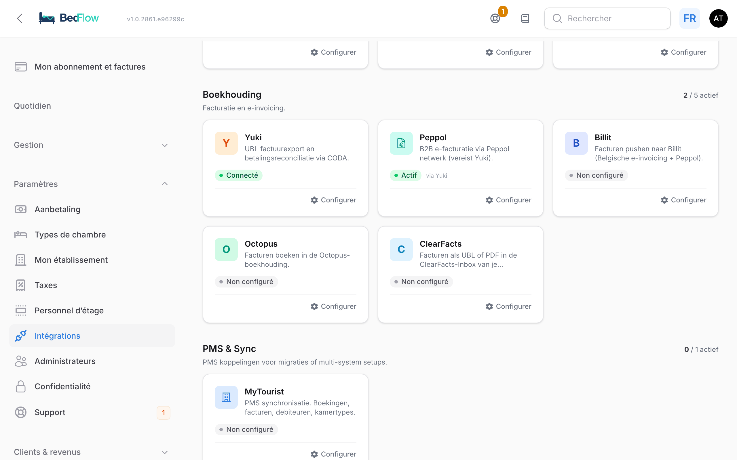 La catégorie Comptabilité sur la page Intégrations