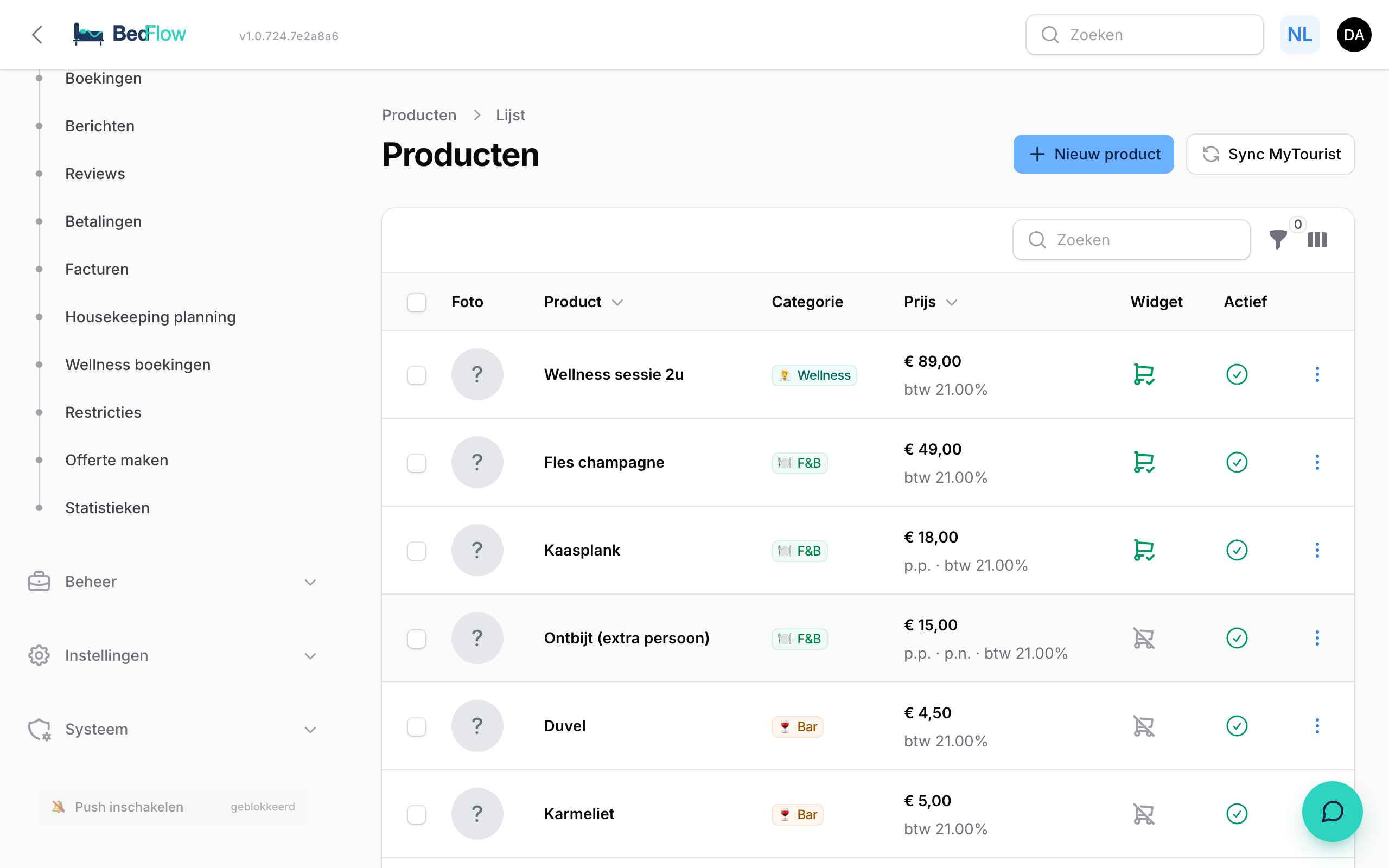 Producten & extras beheren