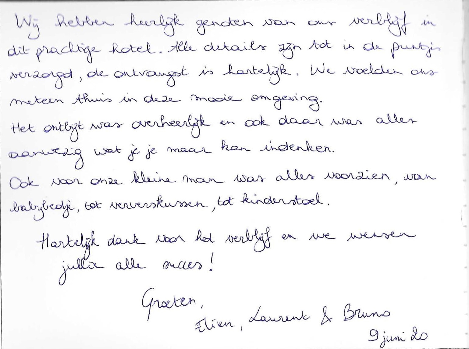 Pagina uit het gastenboek