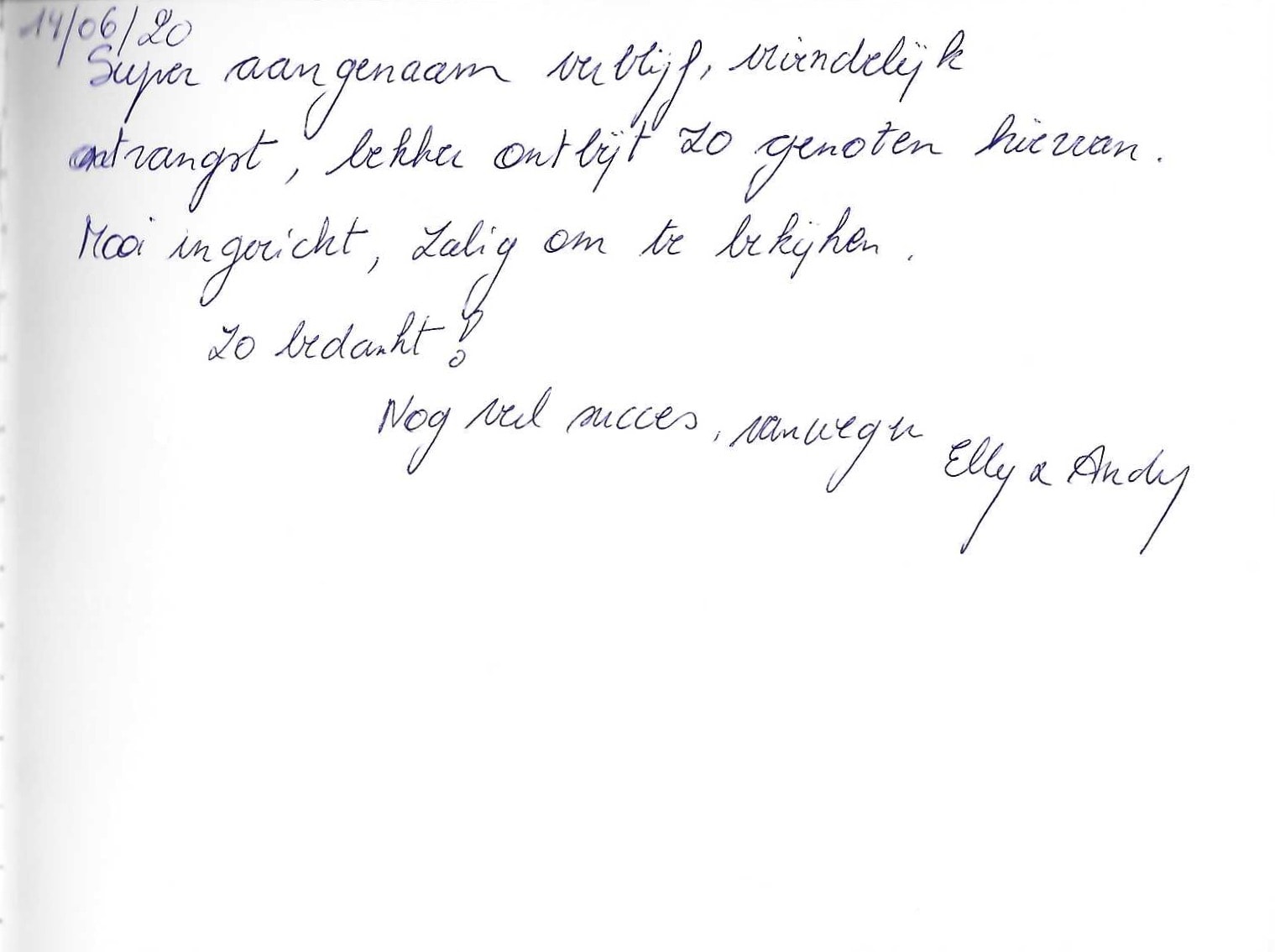 Pagina uit het gastenboek
