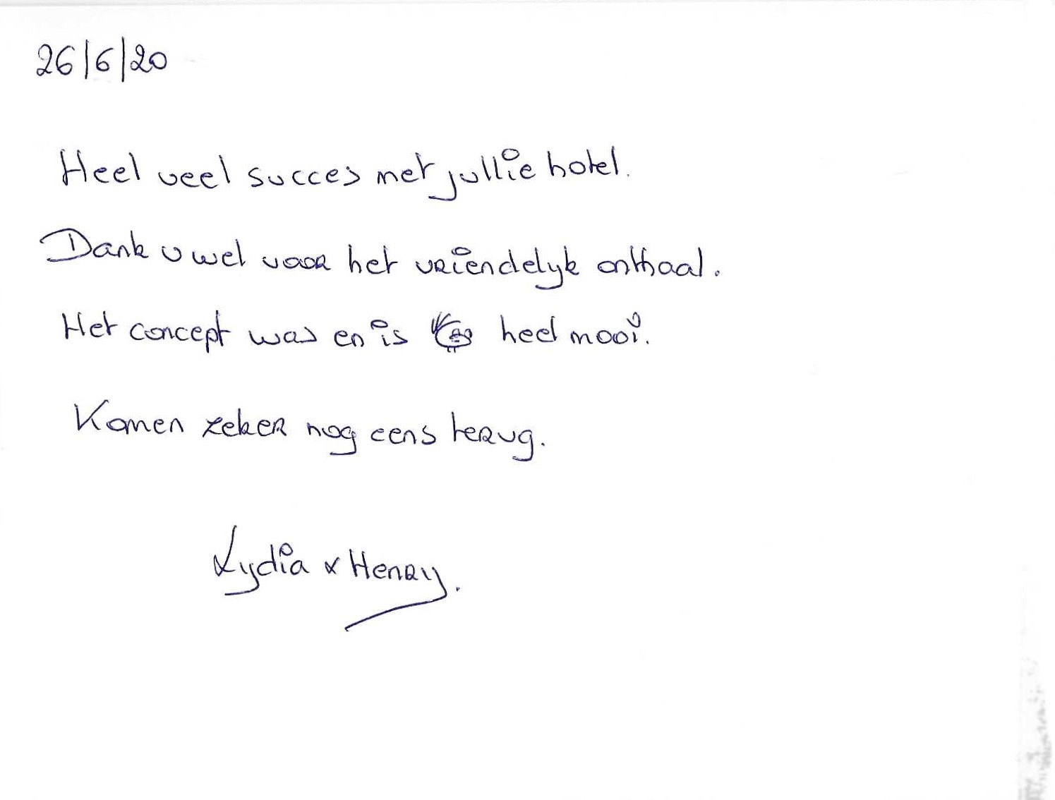 Pagina uit het gastenboek
