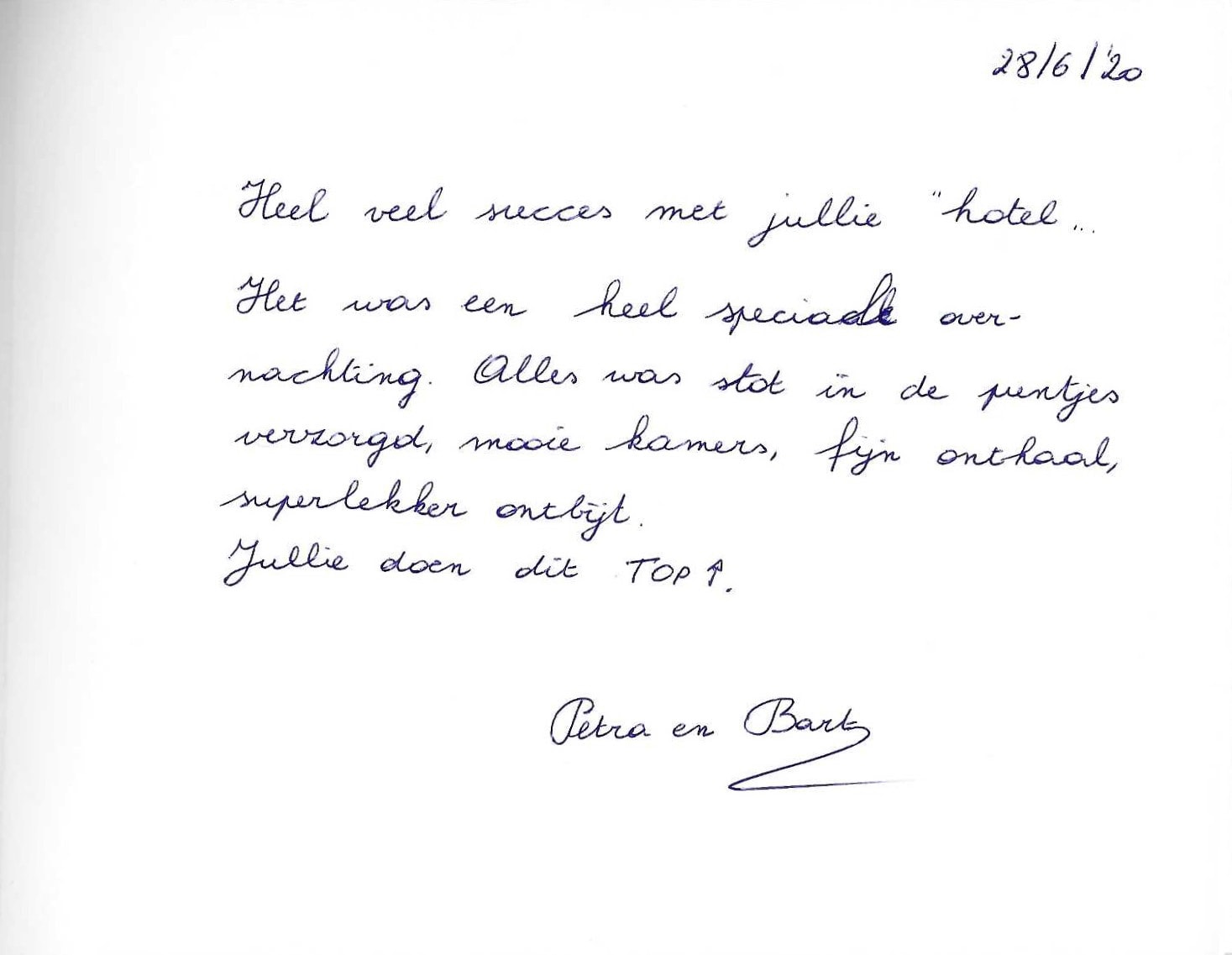 Pagina uit het gastenboek