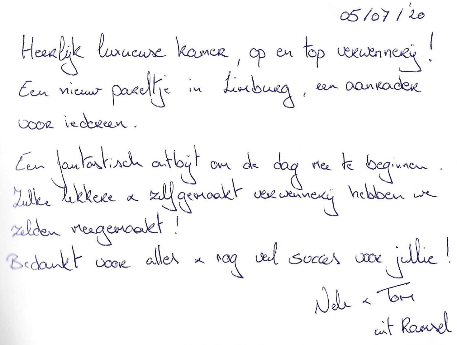 Pagina uit het gastenboek