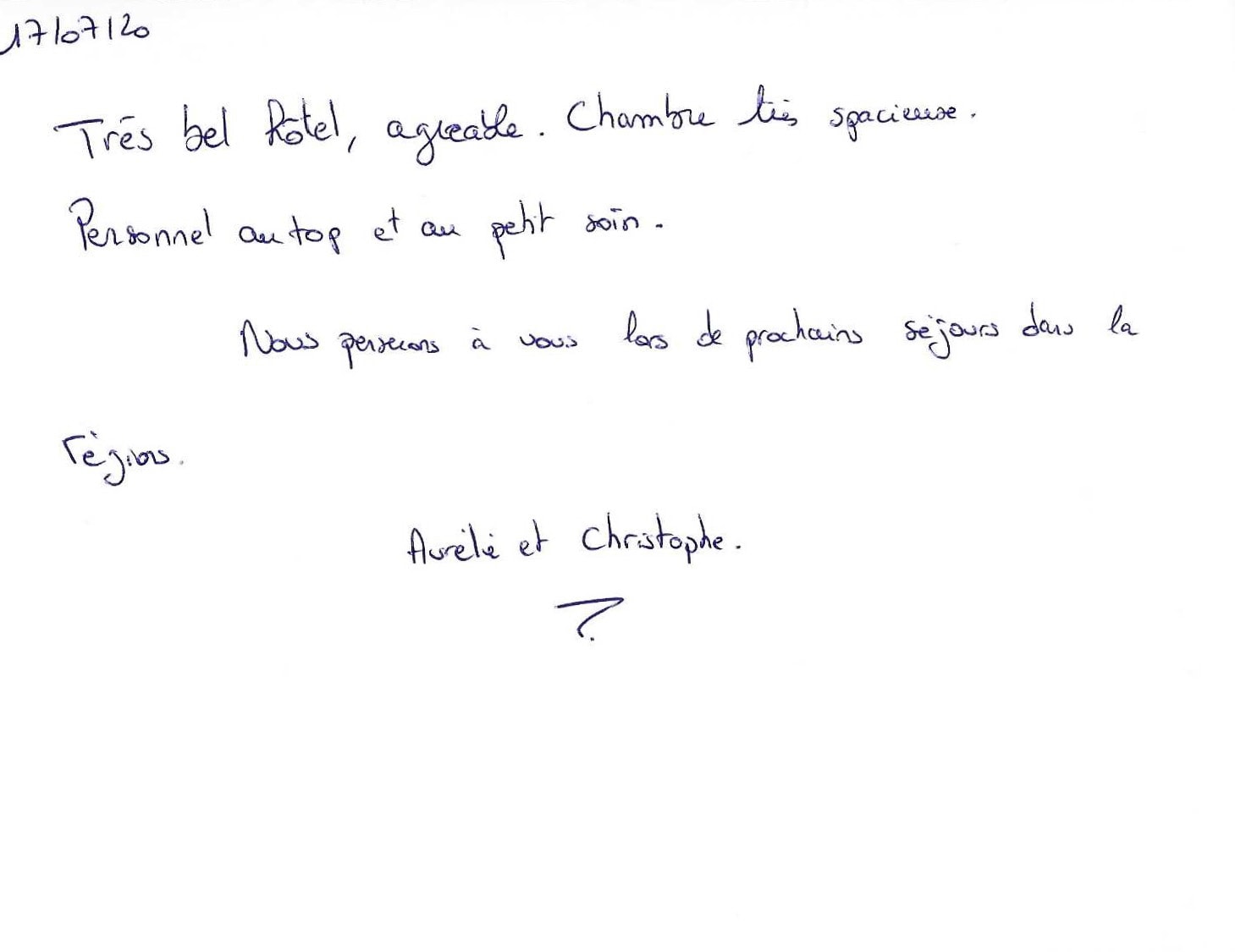 Pagina uit het gastenboek