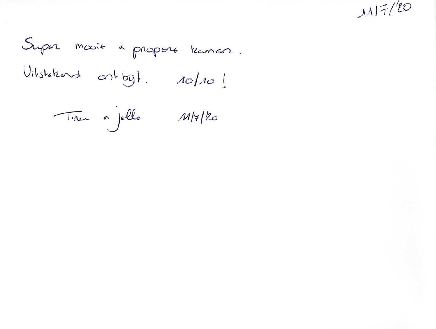 Pagina uit het gastenboek
