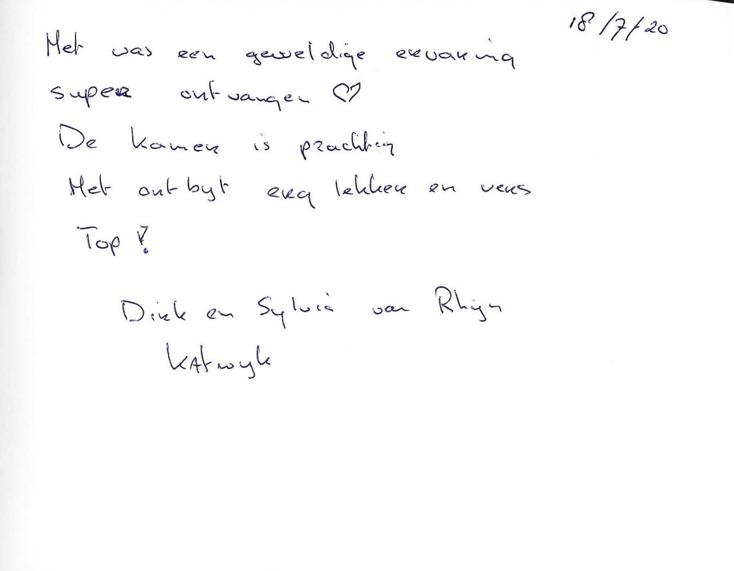 Pagina uit het gastenboek