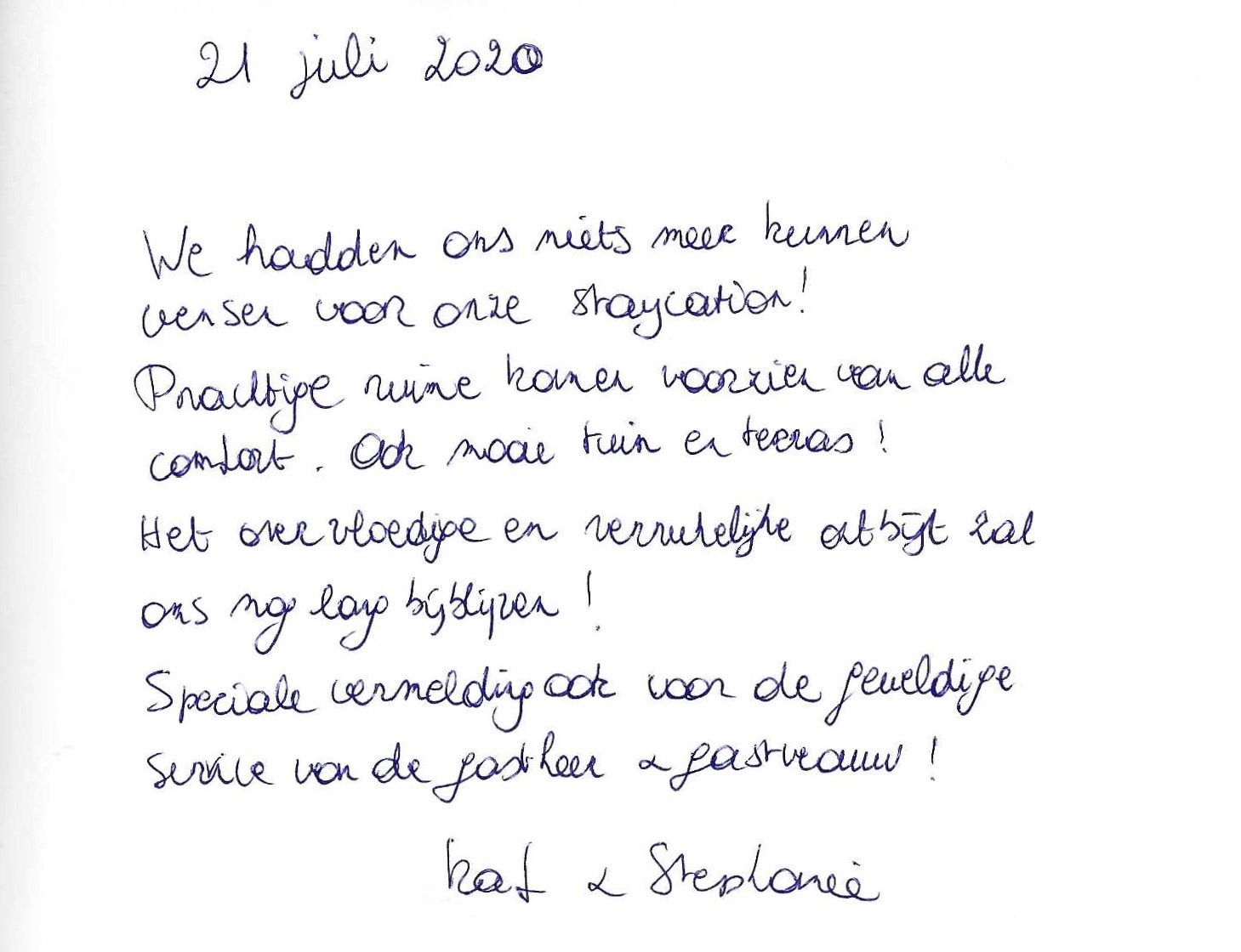 Pagina uit het gastenboek