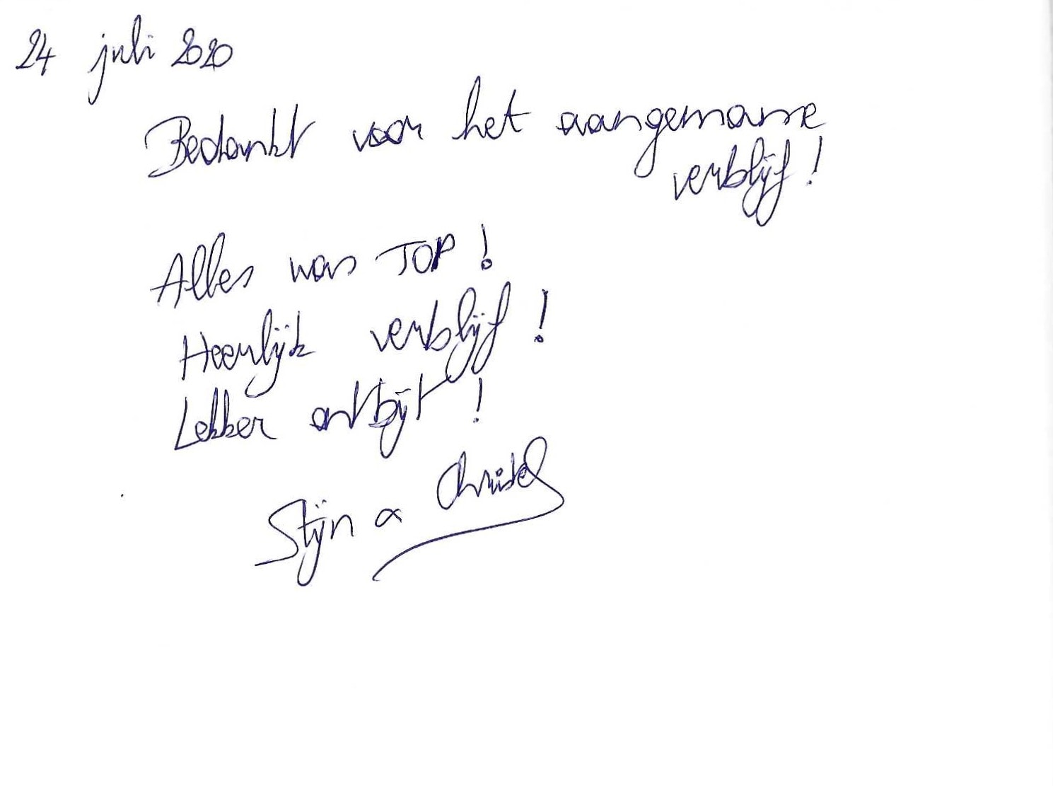 Pagina uit het gastenboek