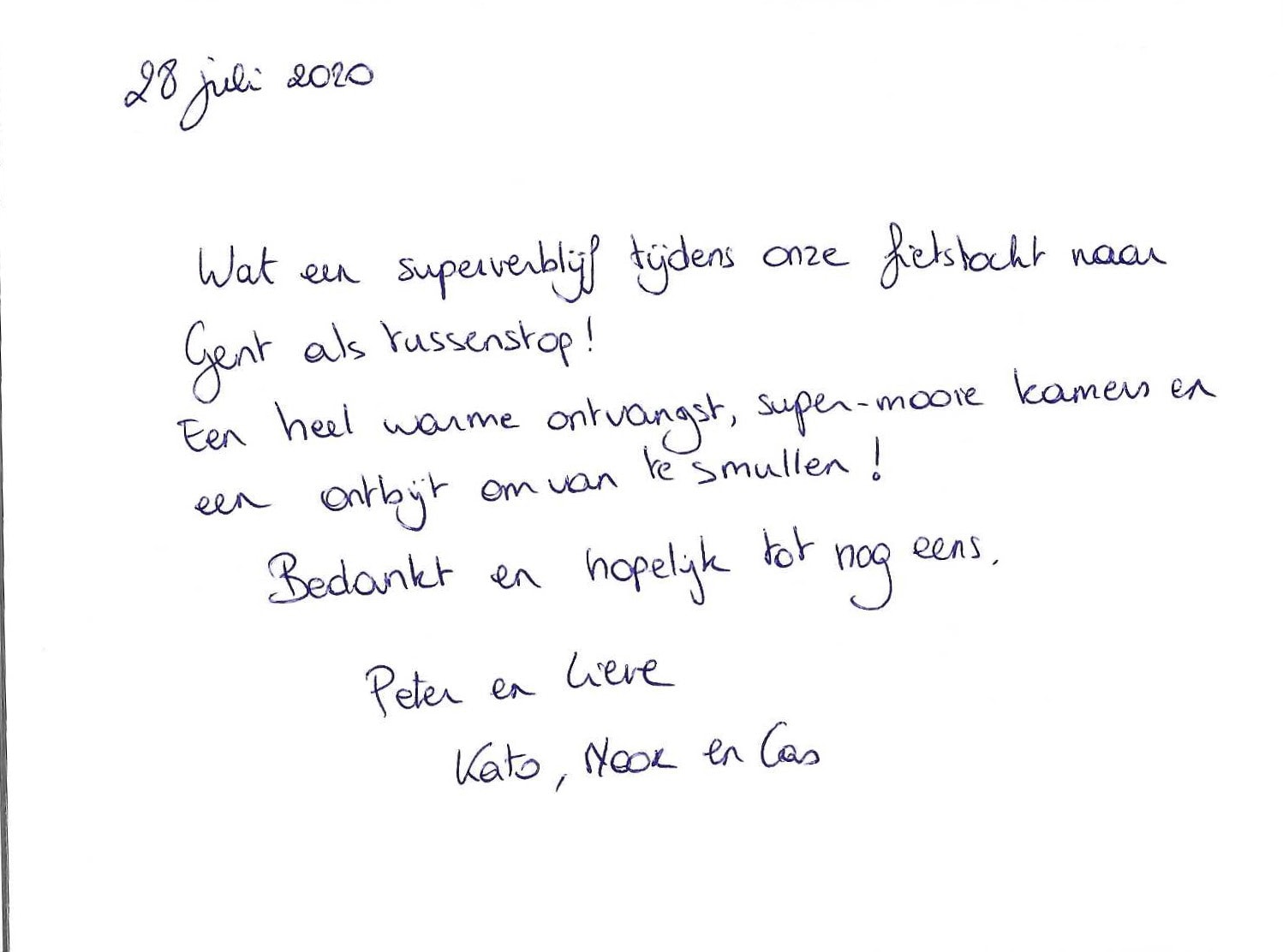Pagina uit het gastenboek