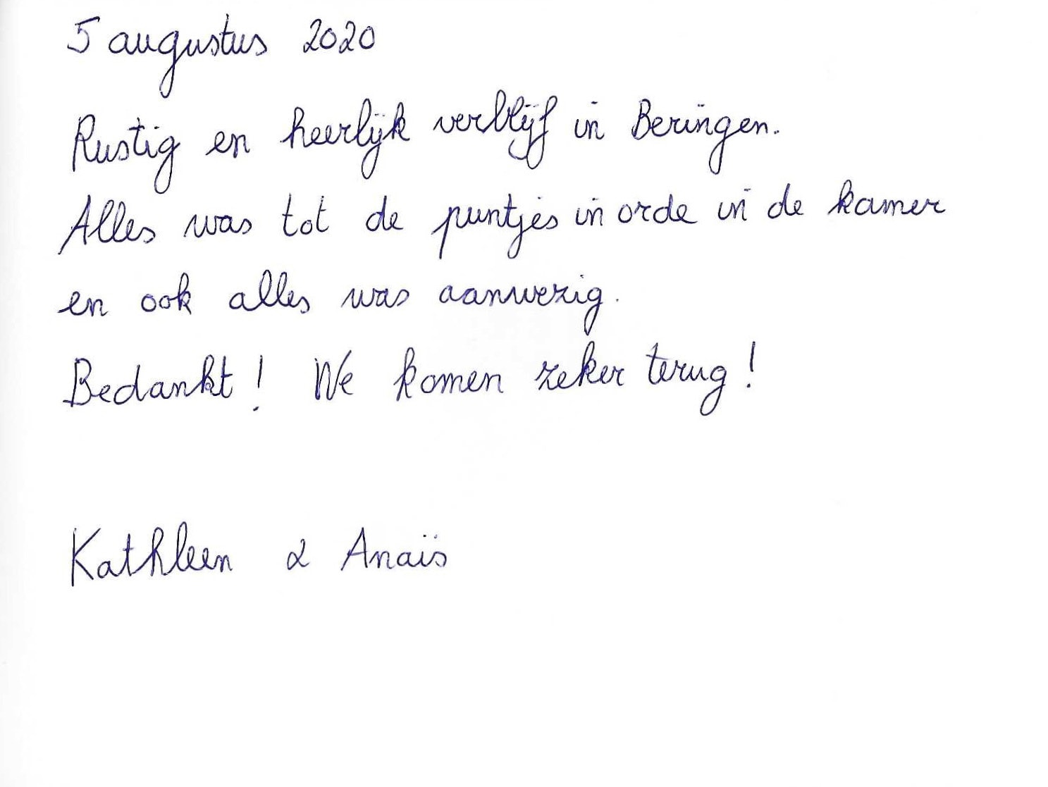 Pagina uit het gastenboek