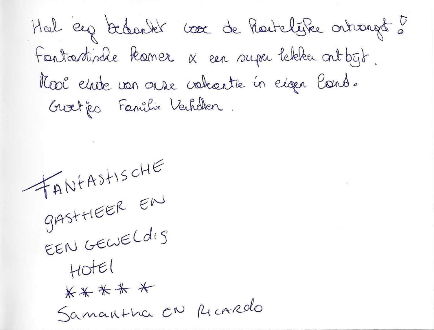 Pagina uit het gastenboek