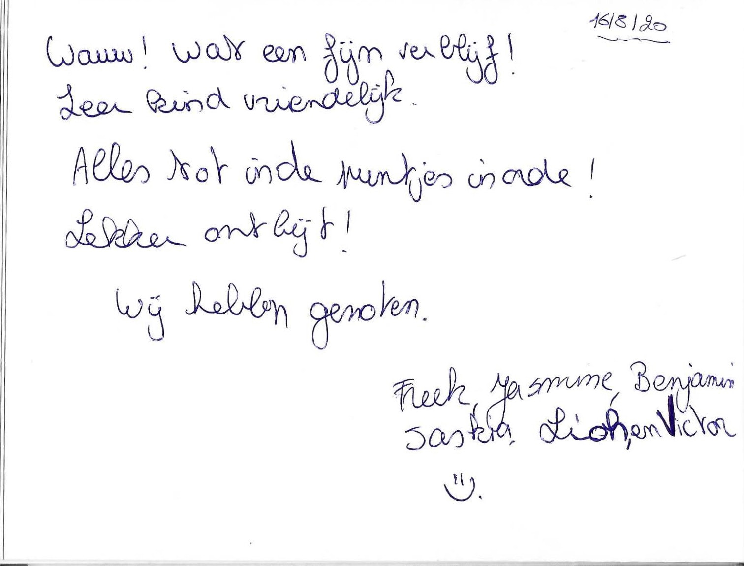 Pagina uit het gastenboek