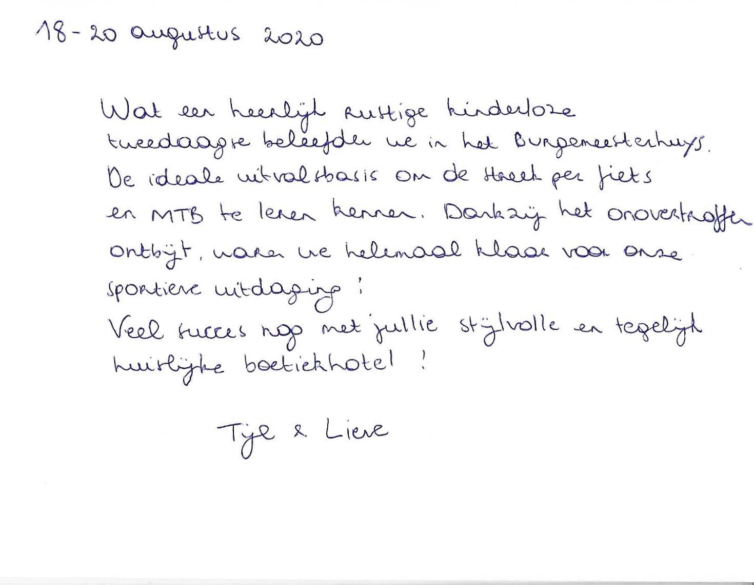 Pagina uit het gastenboek