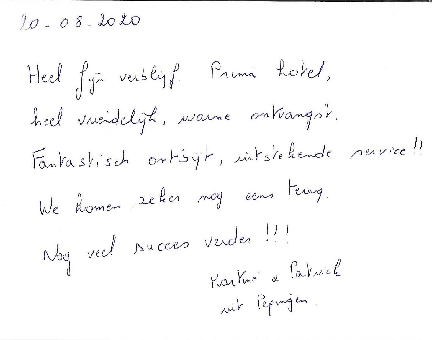 Pagina uit het gastenboek