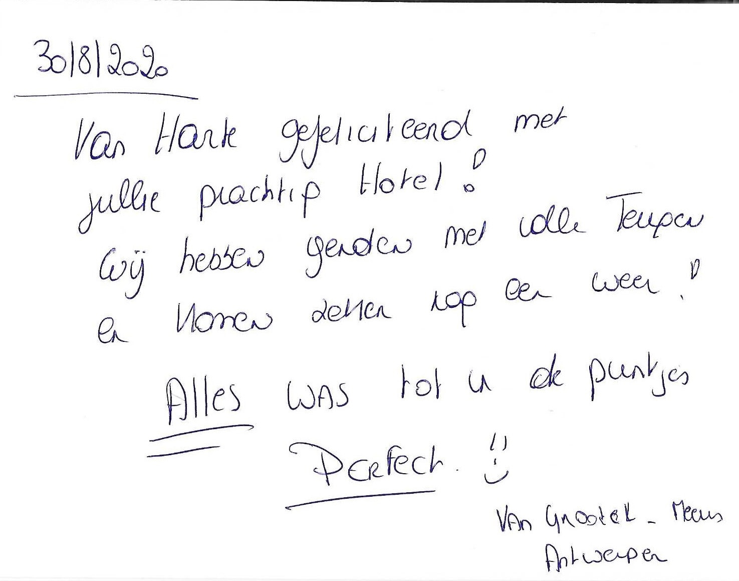Pagina uit het gastenboek