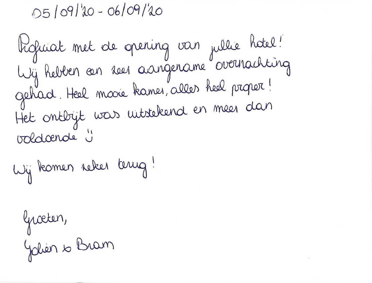 Pagina uit het gastenboek