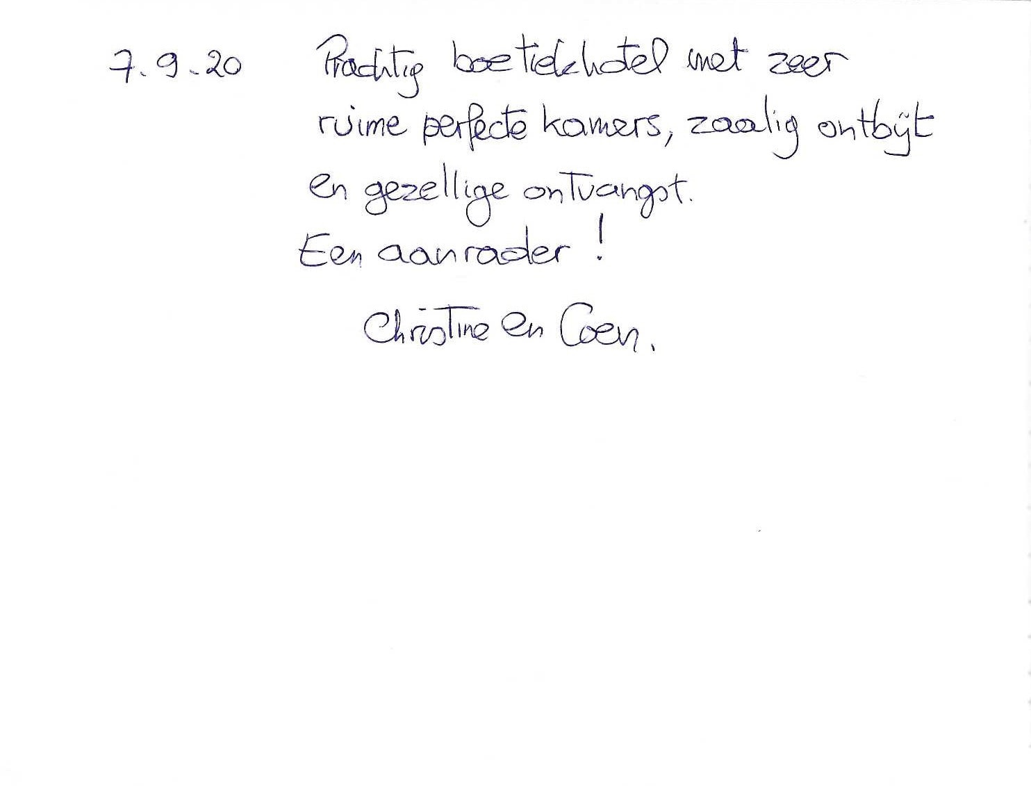 Pagina uit het gastenboek