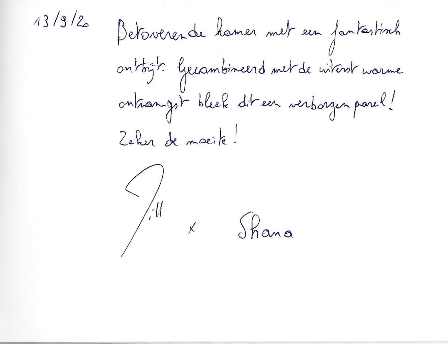 Pagina uit het gastenboek