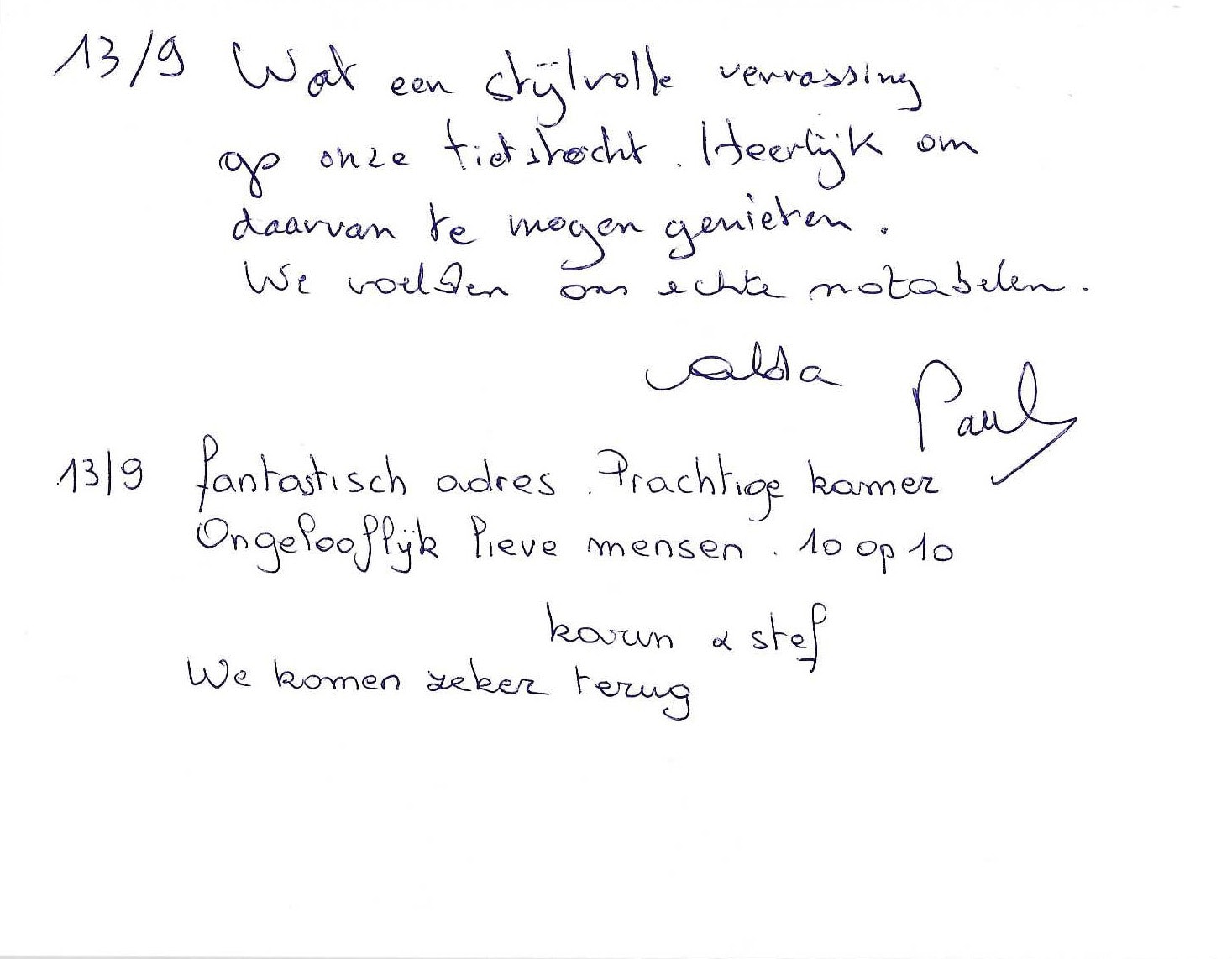 Pagina uit het gastenboek