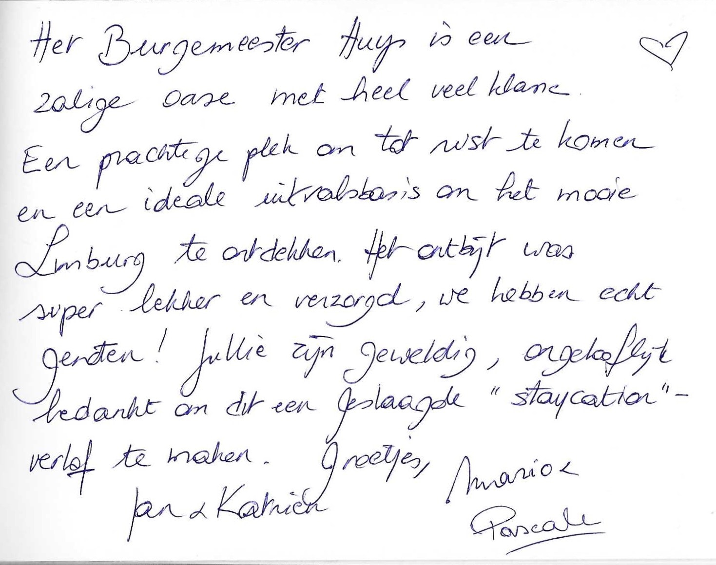 Pagina uit het gastenboek