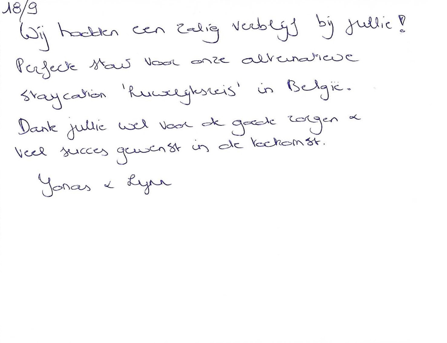 Pagina uit het gastenboek