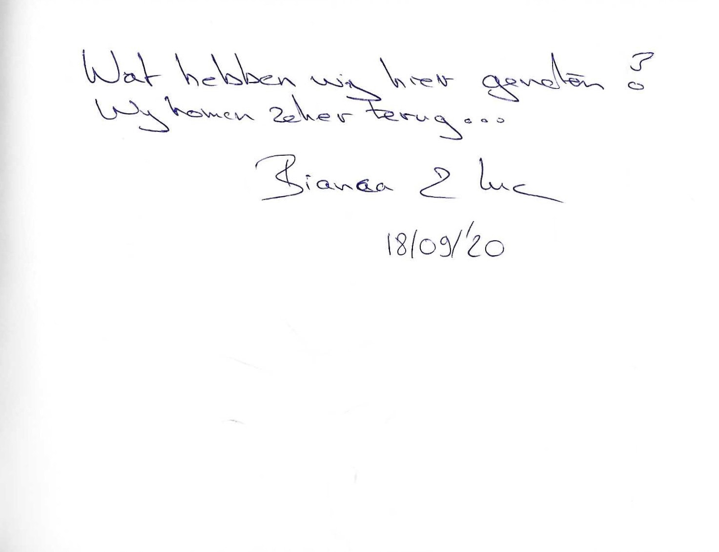Pagina uit het gastenboek