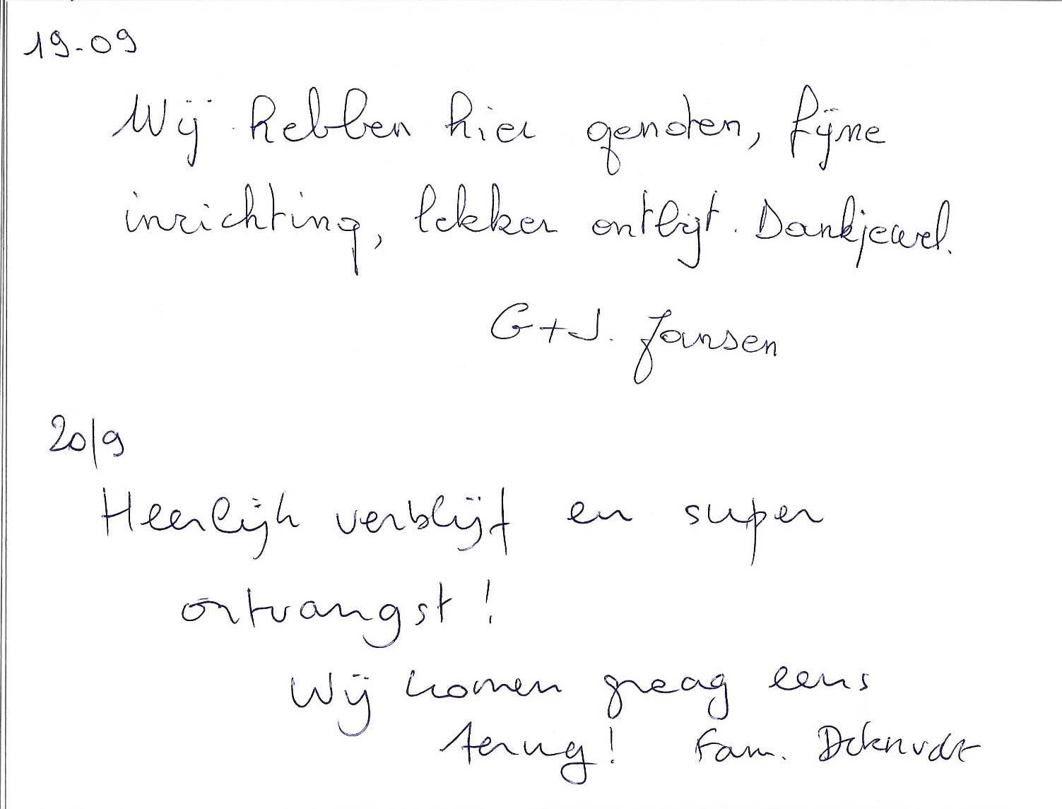 Pagina uit het gastenboek