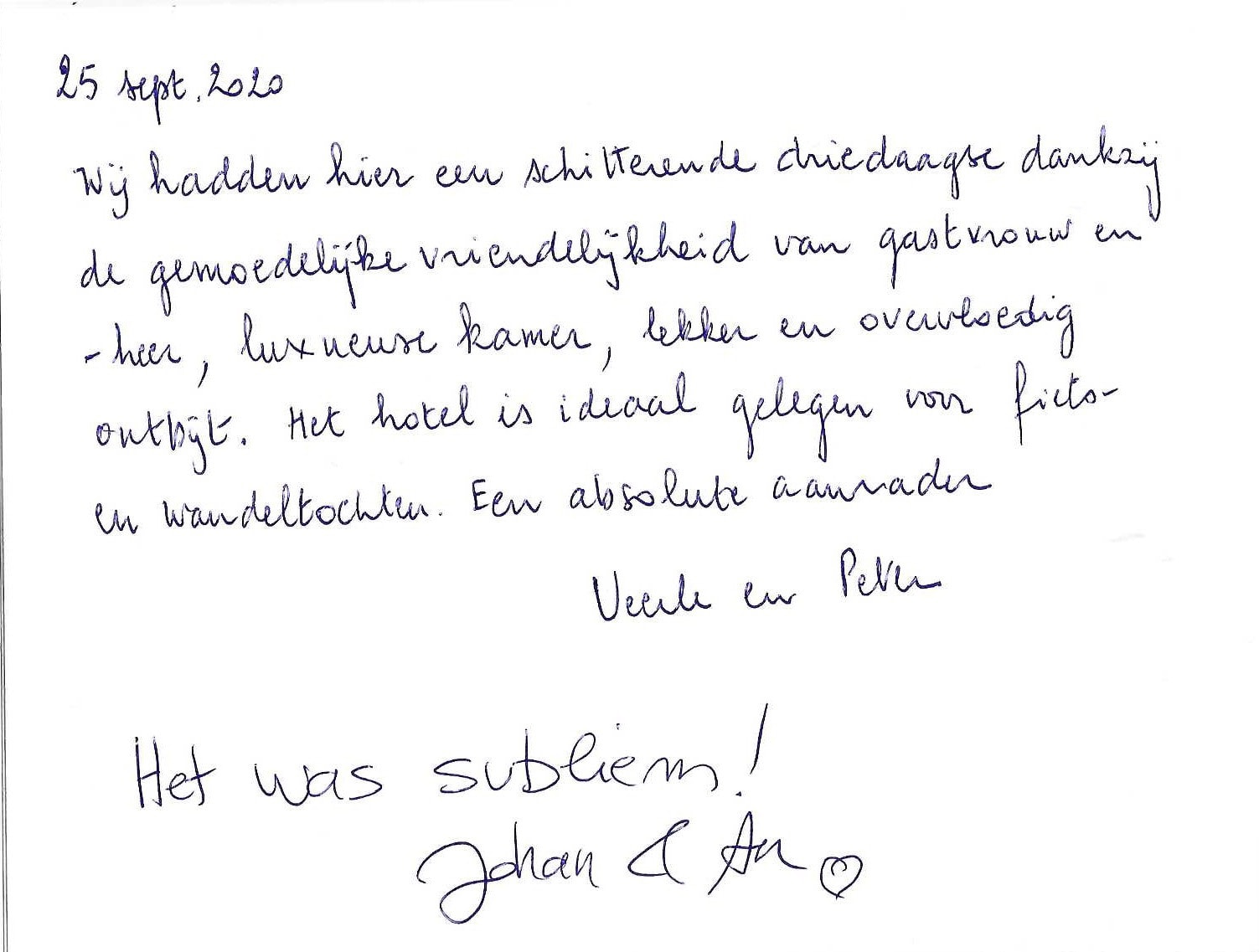 Pagina uit het gastenboek