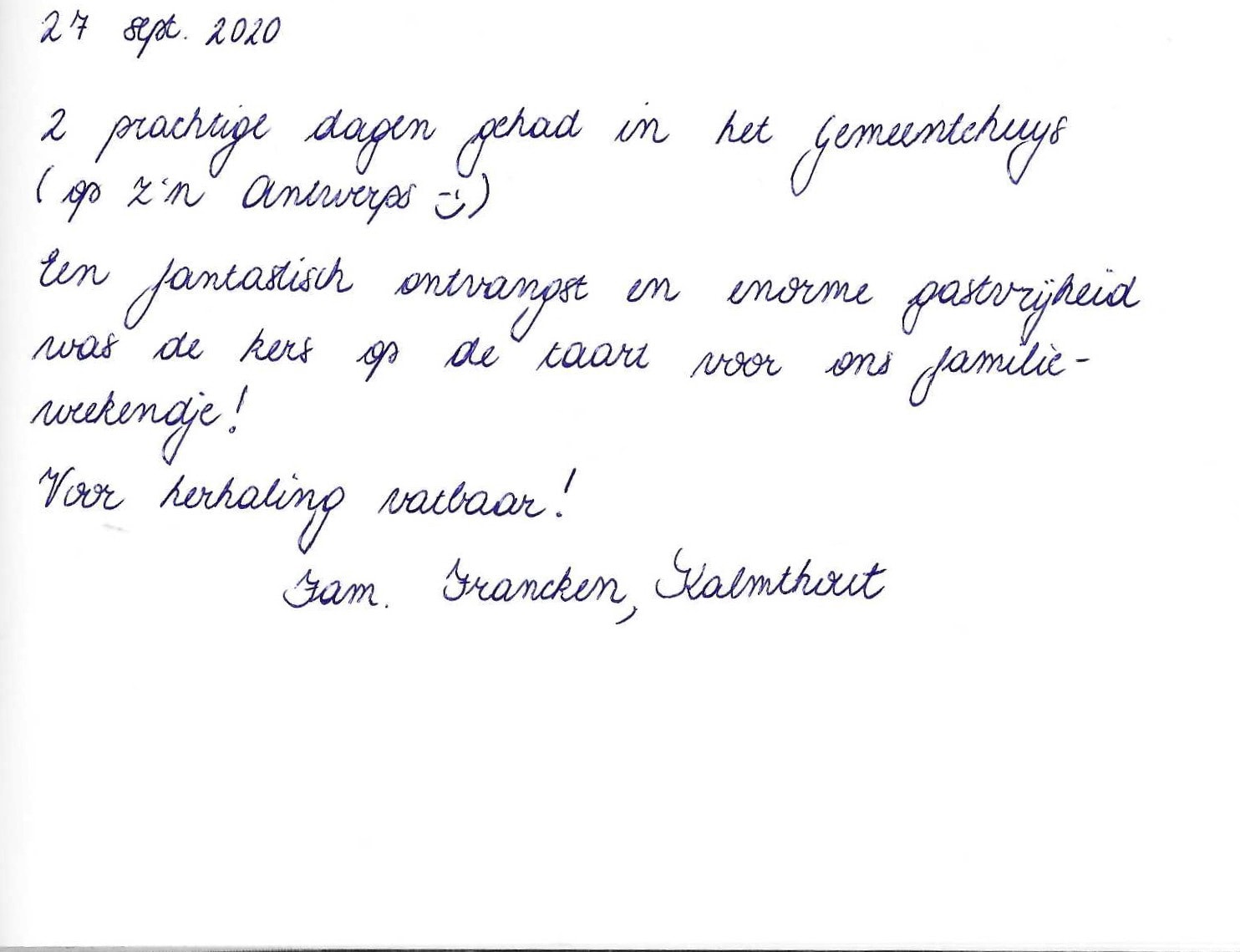Pagina uit het gastenboek