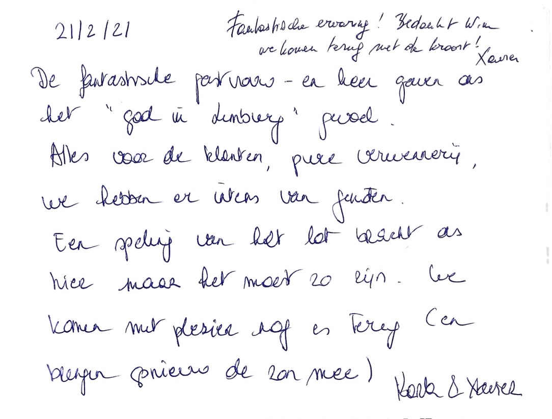 Pagina uit het gastenboek
