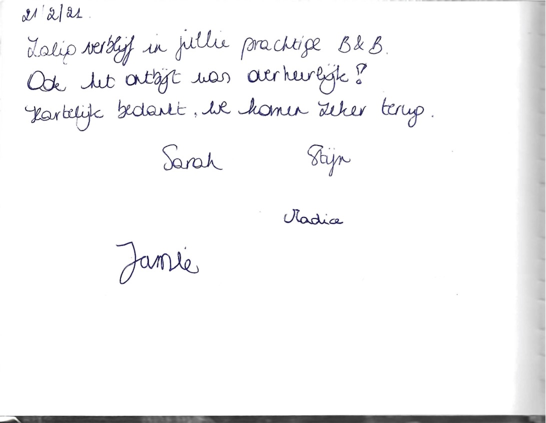 Pagina uit het gastenboek