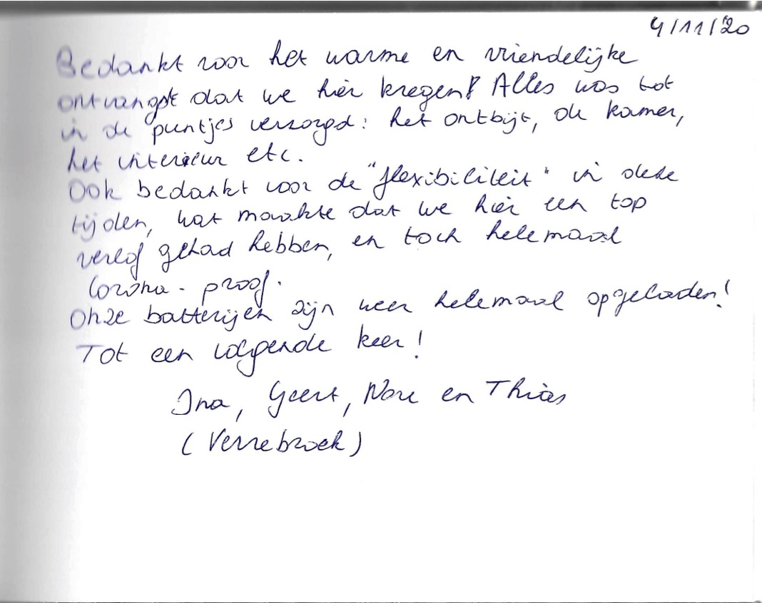 Pagina uit het gastenboek
