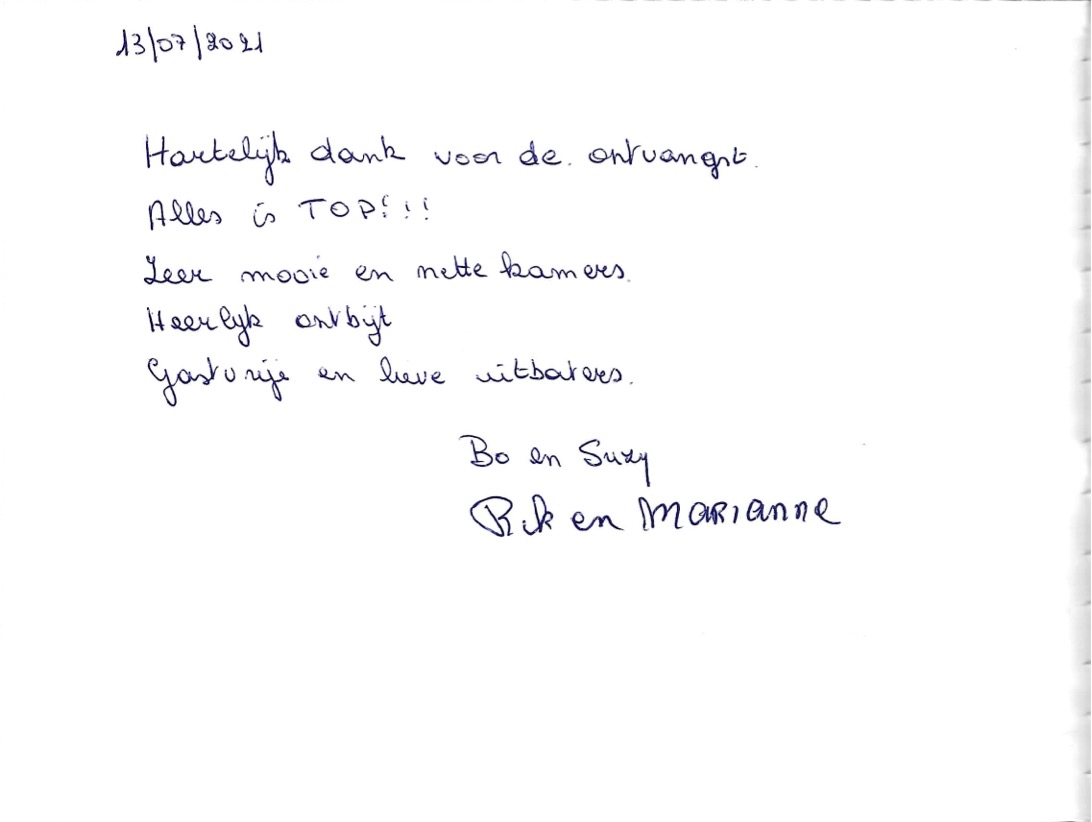 Pagina uit het gastenboek