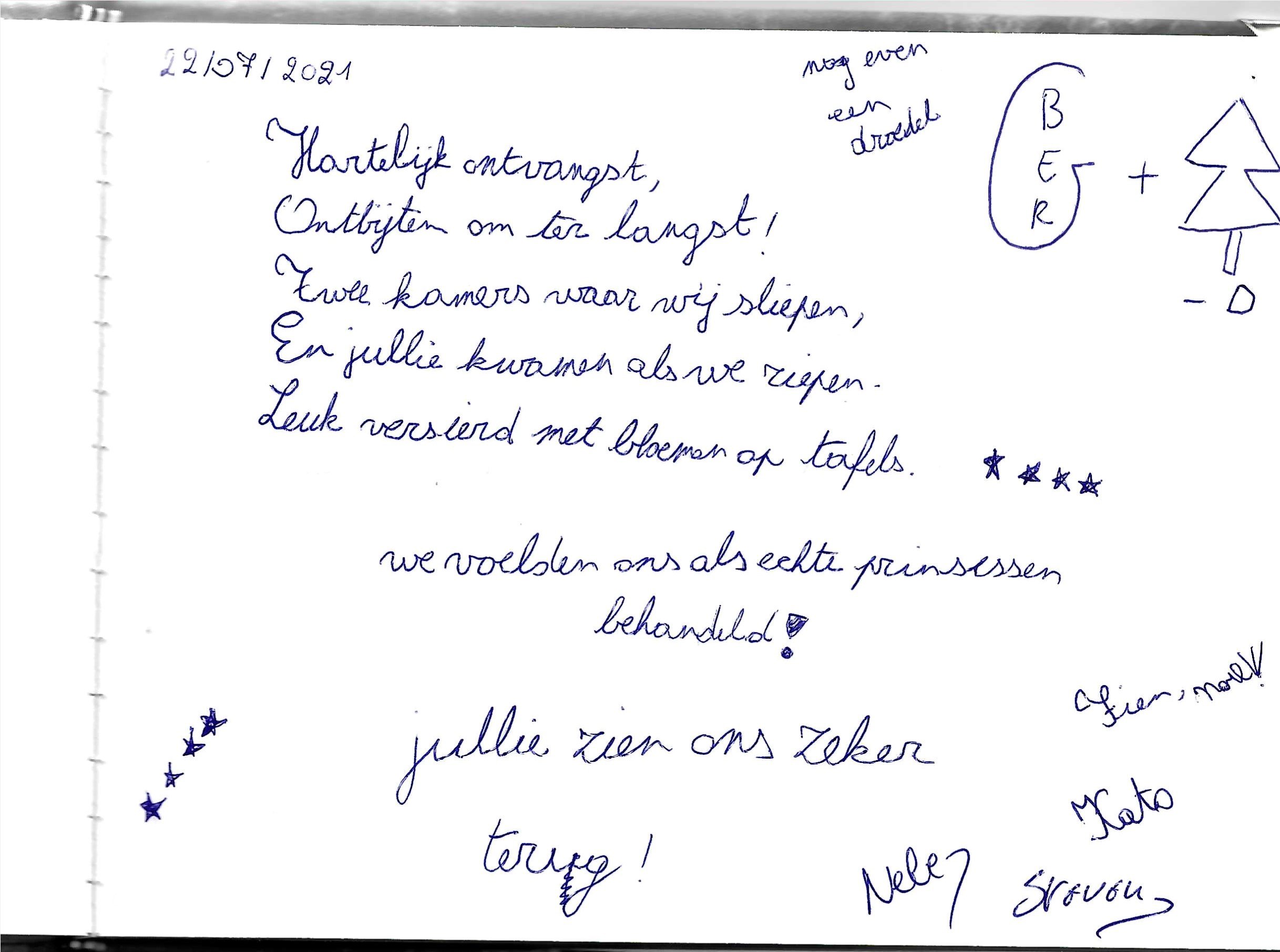 Pagina uit het gastenboek