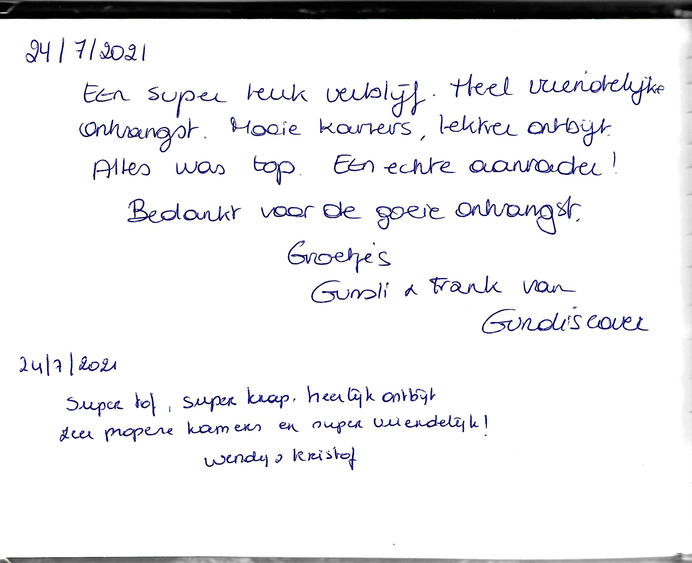 Pagina uit het gastenboek