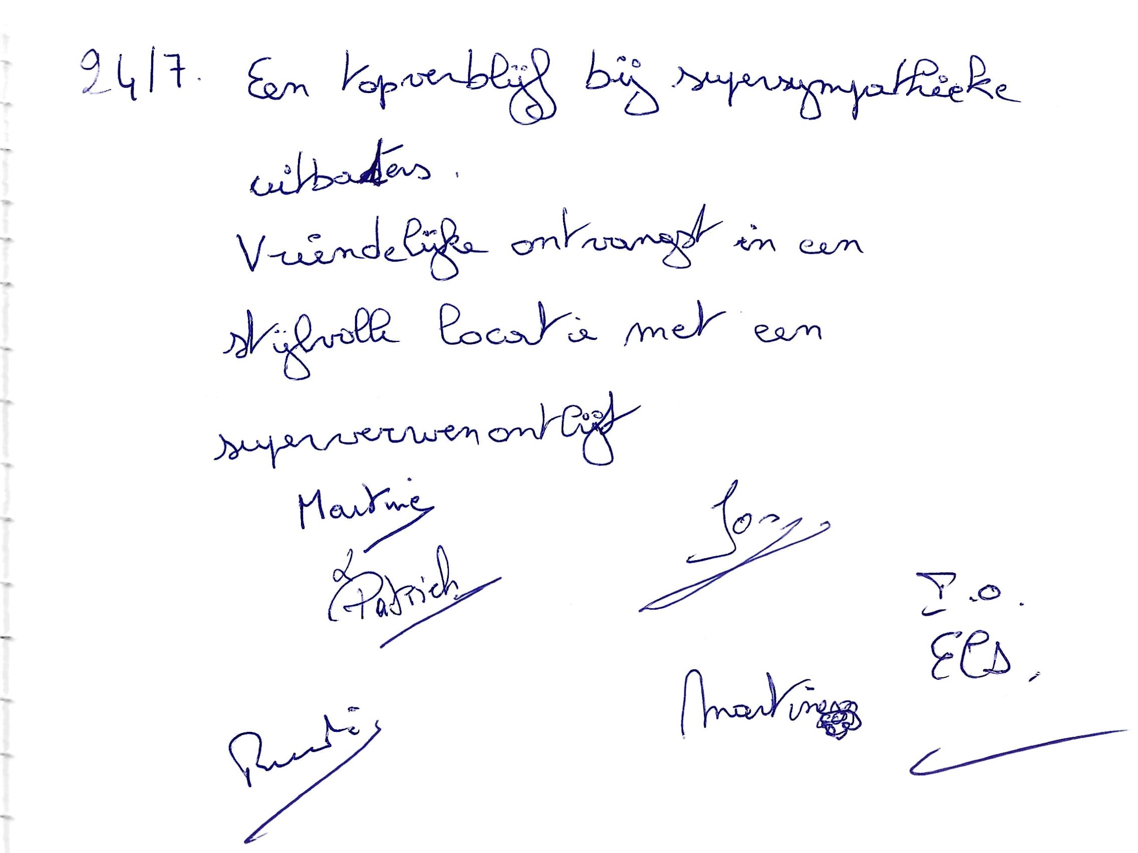 Pagina uit het gastenboek