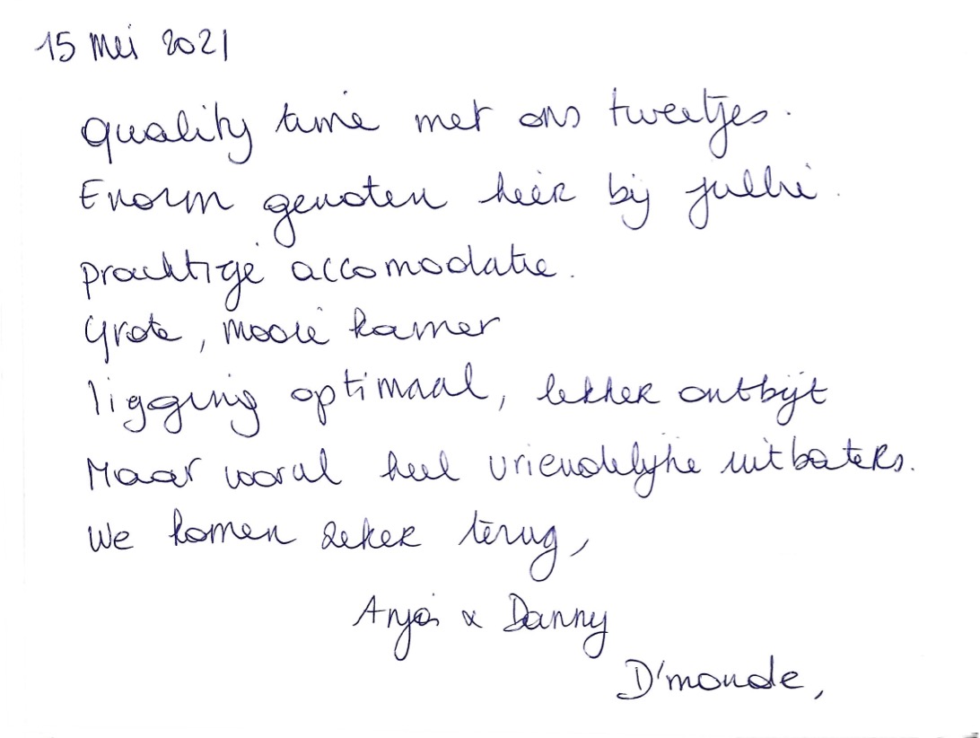 Pagina uit het gastenboek