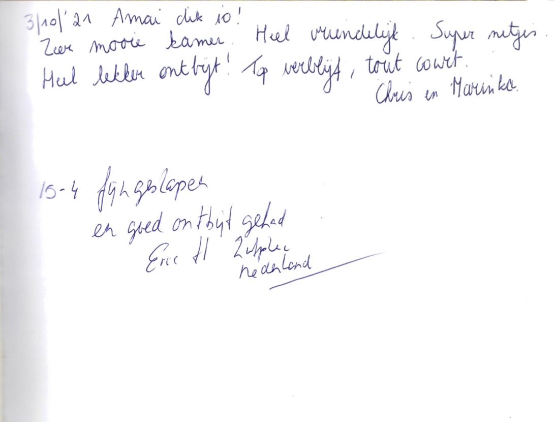 Pagina uit het gastenboek