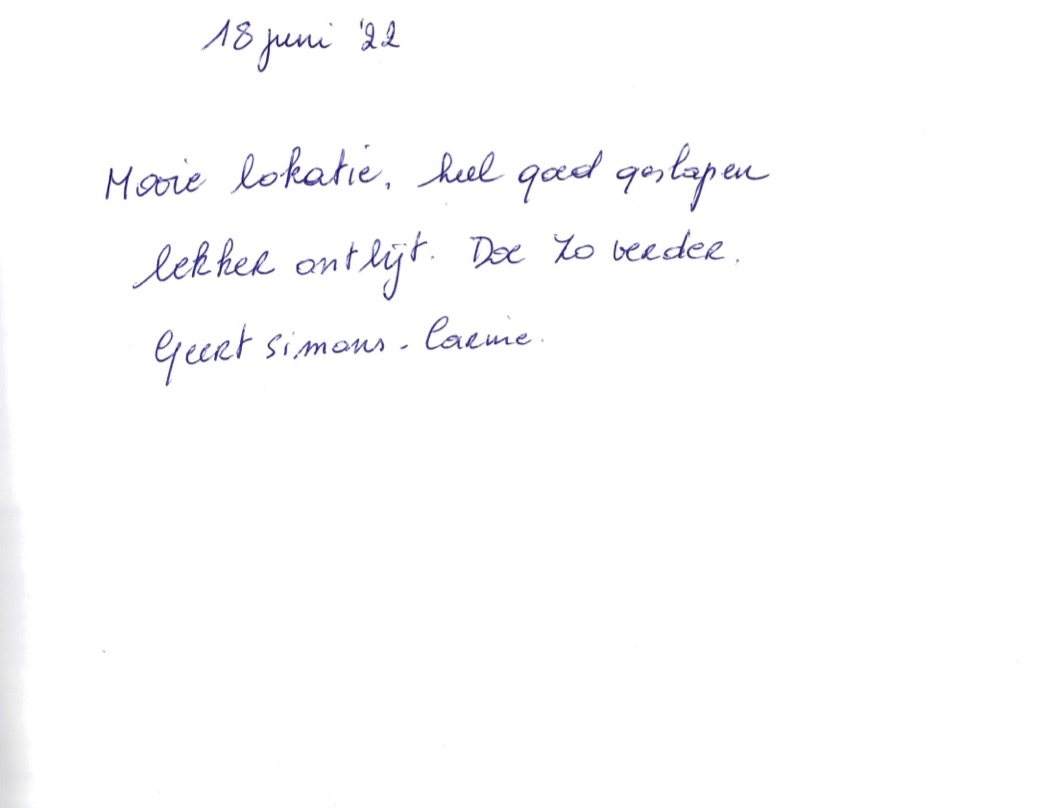 Pagina uit het gastenboek