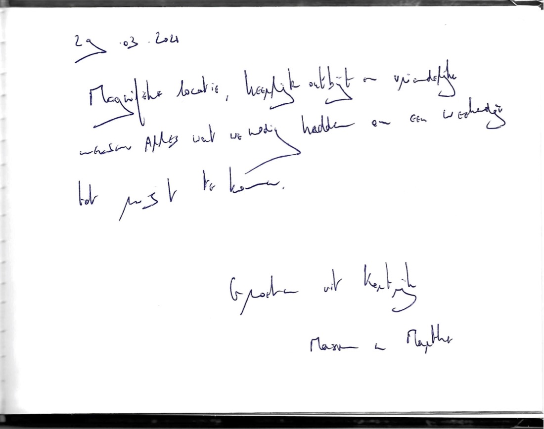 Pagina uit het gastenboek