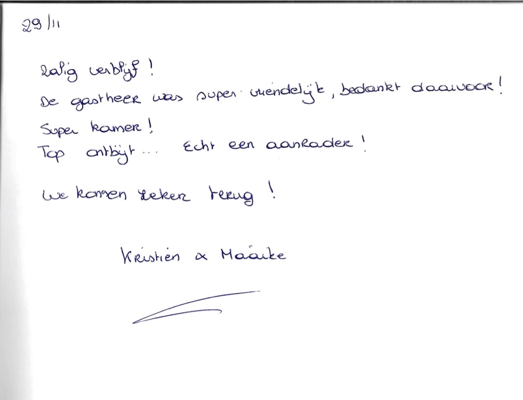 Pagina uit het gastenboek