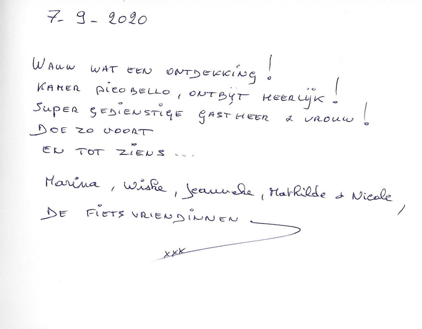 Pagina uit het gastenboek