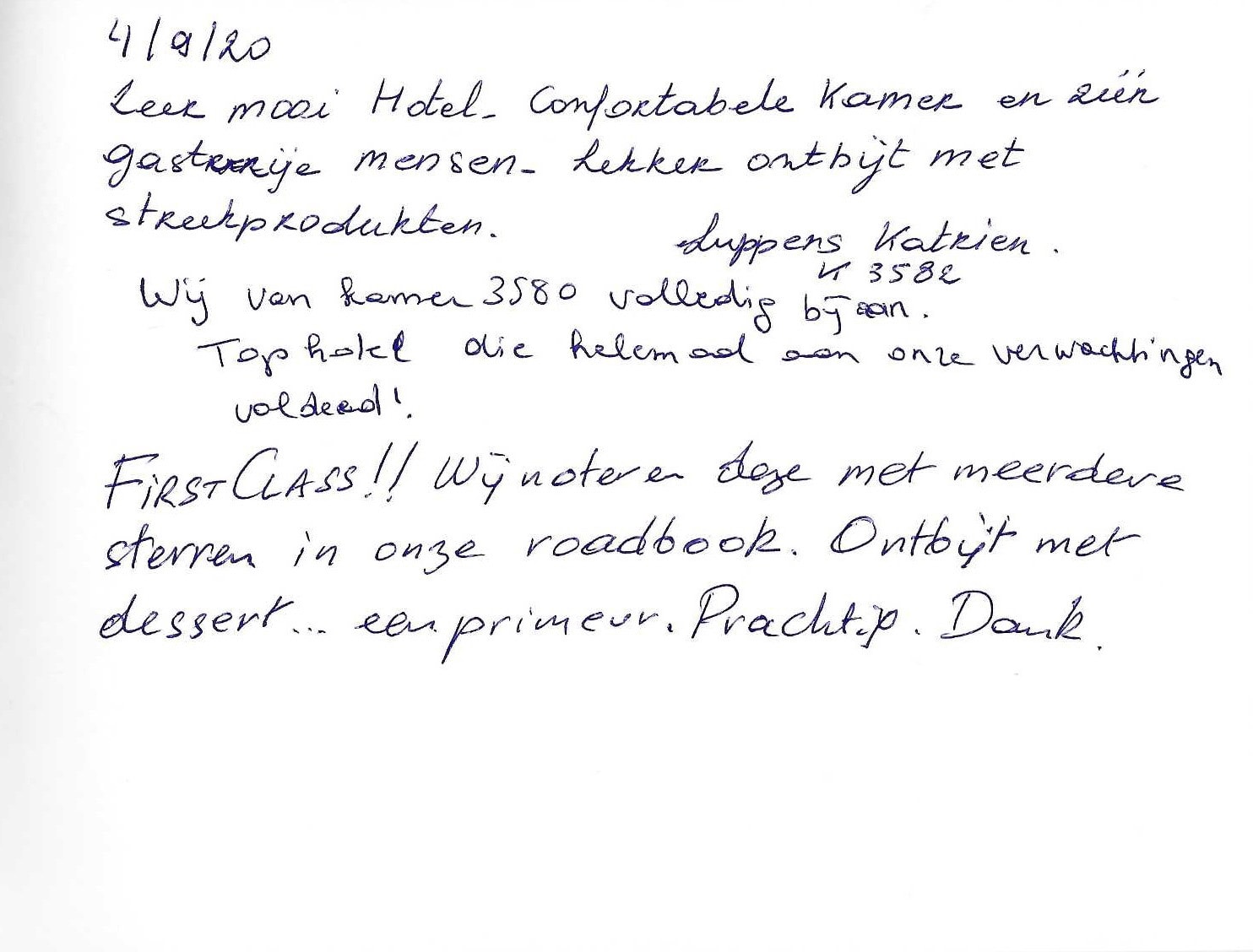 Pagina uit het gastenboek