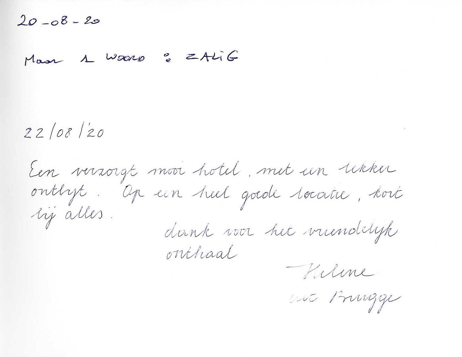Pagina uit het gastenboek