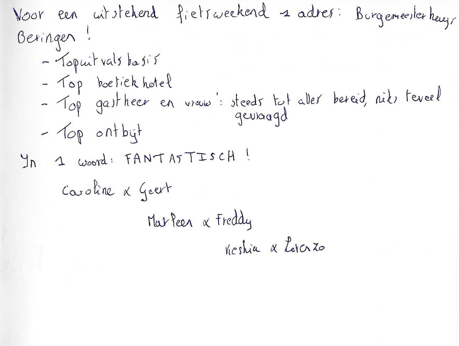 Pagina uit het gastenboek